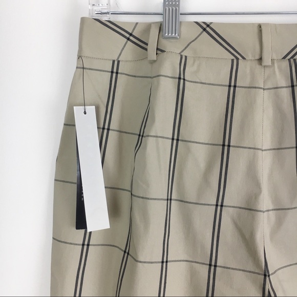 NWT Perry Ellis Womens Size 8 Black Tan Beige Windowpane Plaid Dress Work Pants - Picture 7 of 9